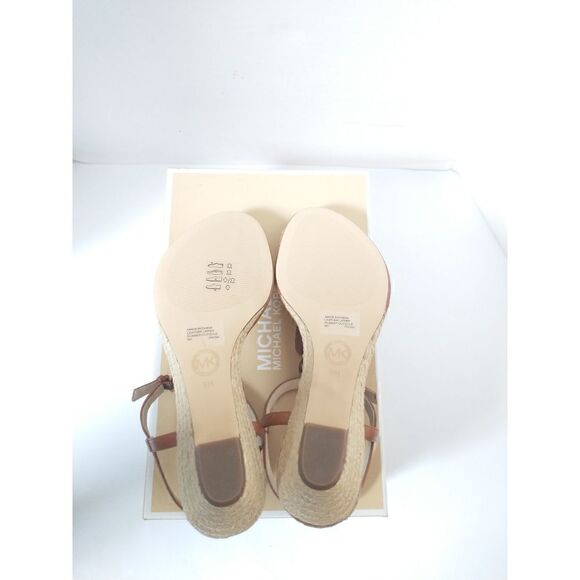 New! MICHAEL KORS Women's Rhinestone T-Strap Espadrille Sandals Size 8 Brown - Picture 14 of 14